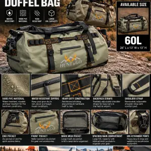 60L Duffle Bag - Olive Green